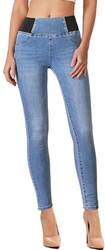 Toocool - Jeans Donna Vita Alta Pantaloni Jeggings Skinny Slim Aderenti Sexy Nuovi W0330 [XS,Blu]