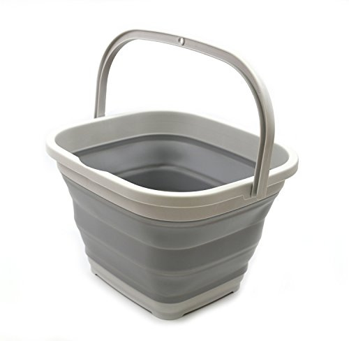 SAMMART 11L (2.9 Gallon) Collapsible Rectangular Handy Bucket/Tub(1, Grey)
