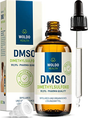 WoldoHealth DMSO 99,9% Reinheit Dimethylsulfoxid 100ml - pharmazeutische Qualität, mit Pipette & Tropfverschluss, geruchsarm