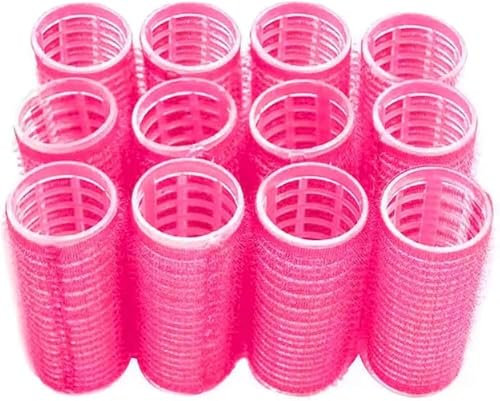 Hair Rollers, 12 Pack Hair Curler Small Hair Rollers for Women, Self Grip Hair Roller with Clips, Pink