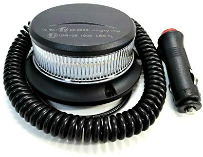 Luz giratoria con 18 ledes, 3 patrones de flash, 12 V, 24 V, ECE R65, R10, E9, magnética, color naranja y blanco