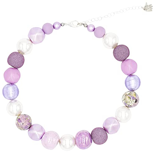 Feliss Handmade: Ketten aus Perlen Halskette Damen Statement Kette 45 cm lang in Boho Style. Choker Halsband Schmuck. Beads Perlenkette Frauen pink