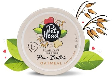 Pet Head On All Paws Pfotenbutter aus Haferflocken | Feuchtigkeitsbalsam für Hundepfoten | Beruhigt und pflegt Pfoten und Nasen | Professionelle Pflege | Sanfte Formel für Hunde und Welpen | 40g