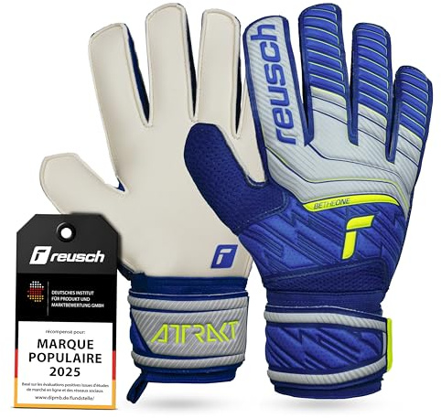 Reusch Attrakt Solid Torwarthandschuhe|Robuster Grip mit synthetischem Latex|360° Stabilität Dank Full Strap und Elastic Cuff|Perfekter Sitz bei jedem Wetter|Alle Spielfeldarten