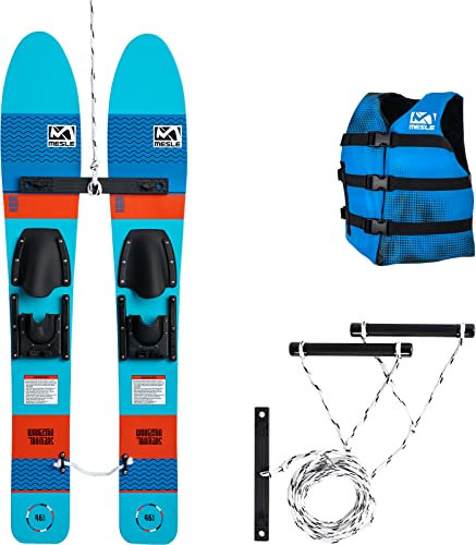 Mesle Kinder Wasserski Set Wake Star 118 cm, Leine Trainer, Weste Sportsman Junior