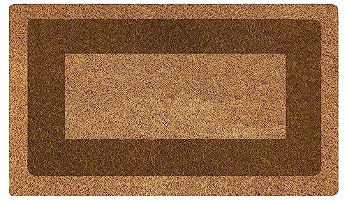 Acomoda Textil - Felpudo de Coco Natural Ecológico con Cenefa, Resistente y Antideslizante. Felpudo Ideal para Interior y Exterior de Casas y Comercios. (33x60 cm, Marrón)