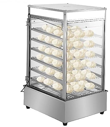 PAKJEL Electric Bun Steamer Commercial 900W 5-Layer Stainless Steel Frame with Temperature Control Steamed Bread Buns Food Warmer
