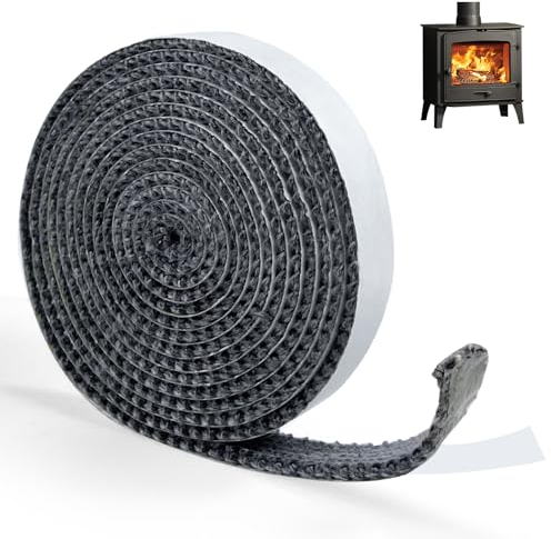 Joint de Cheminée Autocollant,Joint Insert Cheminée,Joint d'étanchéité Fibre de Verre pour Poêle, Cheminée,Porte de Four (3mm x 15mm x 2.5m)
