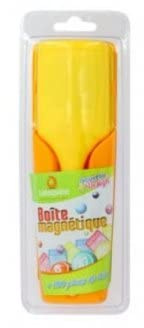 cavernedesjouets Loto Boite magnetique avec Baton ramasse + 100 pions de marquage - kit 3 en 1 Bingo - Jaune/Orange - Set Accessoires et Une Carte Tigre