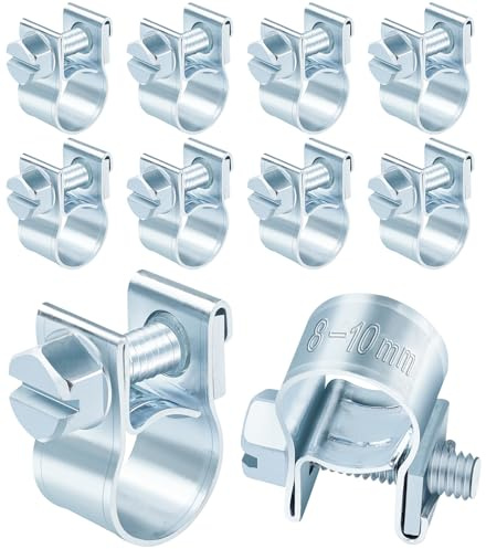 10 piezas de abrazaderas de manguera mini 8-10mm, abrazaderas de tubo ajustables pequeñas y resistentes, abrazaderas de rótula para inyección de combustible para mini tubería de combustible, tubo de