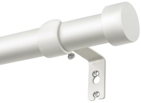 KAMANINA Vorhangstange Weiß 80 to 304 cm Lang, 25 mm Durchmesser Gardinenstange Ausziehbar mit Einfachen Endkappen für Fenster, Schlafzimmer, Wohnzimmer