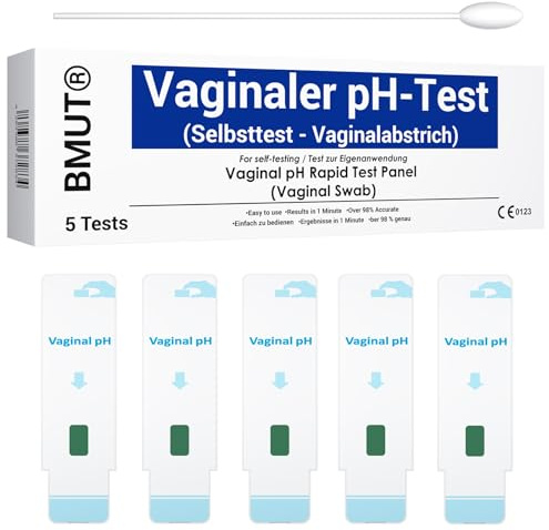 5x autotest del pH vaginale per la casa – Test del PH Pap test vaginale – Effetto rapido – Cura della gravidanza – Controllo della sfera vaginale – Vaginosi batterica – Infezioni batteriche