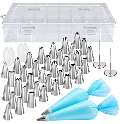 Kootek 42pcs Piping Bags and Tips Set, Cake Decorating Supplies Kits for Baking with 36 Numbered Frosting Icing Tips, 2 Reusable Pastry Bags, Easy Carry Storage Box and Other Baking Tools