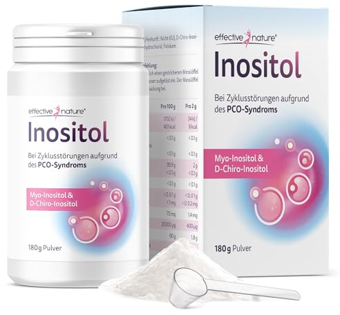 effective nature Inositol Pulver 180 g - Myo & D-Chiro im Optimalen Verhältnis - Mit 400 µg Folsäure & 1,4 mg Vitamin B6 pro Tagesdosis - Vegan