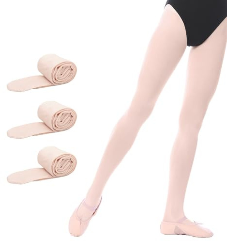 Bezioner Balletto e Danza Collant Calze per Ballerine per Bambini e Adulti 3 Paia Rosa L