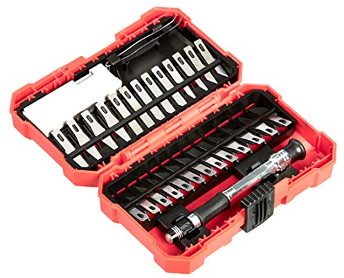 Amazon Basics 29-Piece Precision Hobby Knife Set, Red