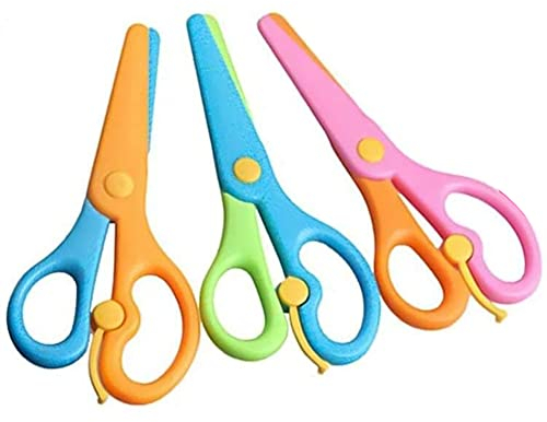Kinder Sicherheit Schere Sicherheitsschere, 3 Stück Kinderschere, Papierschere Bastelschere Vorschule Kita Kindergarten Schere Anfängerschere, Kunststoffklinge, DIY Handwerk