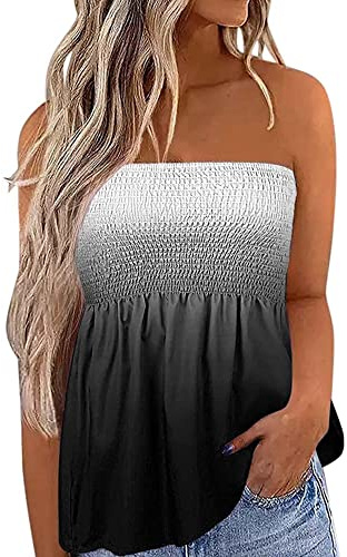 Canotta da donna senza spalline a fascia casual allentata senza maniche Top a tubo estivo a tunica fluida top maglietta camicetta, B-nero Gradiente, XXL
