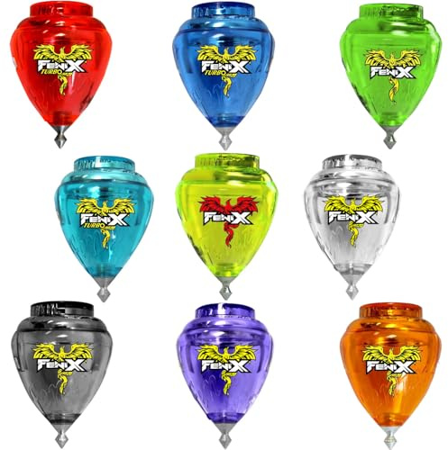 Peonza Turbo Fenix Peonza Trompo de Batalla, De Punta Giratoria, Envío 1 Unidad de Color Aleatorio, Incluye Cuerda con Aro y Estrella