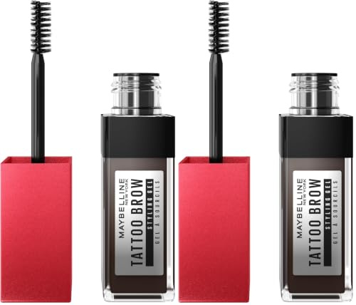 Maybelline Eyebrow Gel Tint, Waterproof and Smudge proof, Long-lasting Peel Off Tint, Semi Permanent Brow Gel, Tattoo Brow 36hr, Medium Brown (Pack of 2)