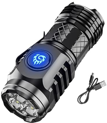 Mini Lampe De Poche Monstre à Trois Yeux, LED Ultra Puissante Tactique 3 Pouces, Torche Rechargeable Avec 5 Modes et 3 Niveaux