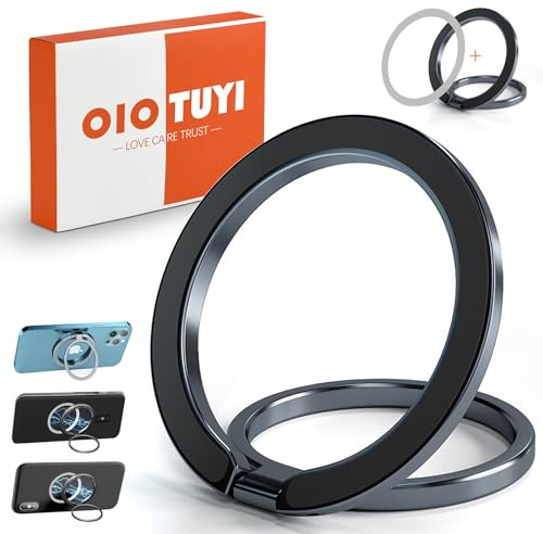 OioTuyi 360° Drehung Magnetischer Handy Ring Halter, Handyringhalterung Finger, Ringhalter für Handy, Handyhalterung Finger, Kompatibel mit MagSafe Zubehör, Handy Ring Magnetisch