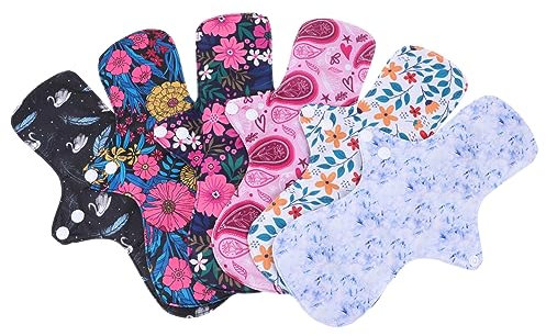 Hoement 6stücke Wiederverwendbare Waschbare Menstruationsbinden Für Frauen Atmungsaktive Hygienische Bambuskohle-einlage Hoher Saugkomfort Geeignet Für Wochenbett Und Starke Blutung