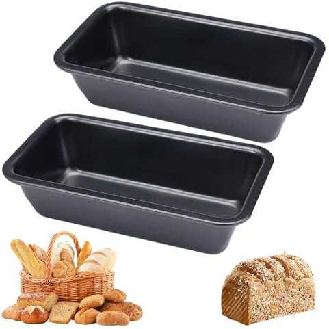 WhizNook 2 Stück Kleine Brotbackform 15.5x8.5x4 cm, Kastenform Brot Karbonstahl, brotbackformen mit Antihaftbeschichtet, Brotformen zum Backen, Backform Rechteckig Klein für Kuchen Brote (S)