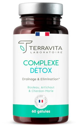 COMPLEXE DETOX | Chardon-Marie + Desmodium + Artichaut + Bouleau | Detox Foie & Colon | Élimination Rapide et Naturelle des Toxines | Booster d’Energie | 60 Gélules Vegan | Made in France | Terravita