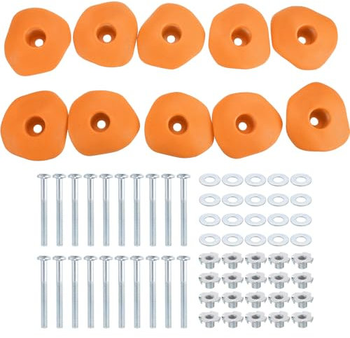 PATIKIL Rock Climbing Holds, 10 Pcs Climbing Rock Wall Grips Play Set Climber Attachments with Single Holes for Playground Accessories Indoor Outdoor Tree Training, Yellow-D