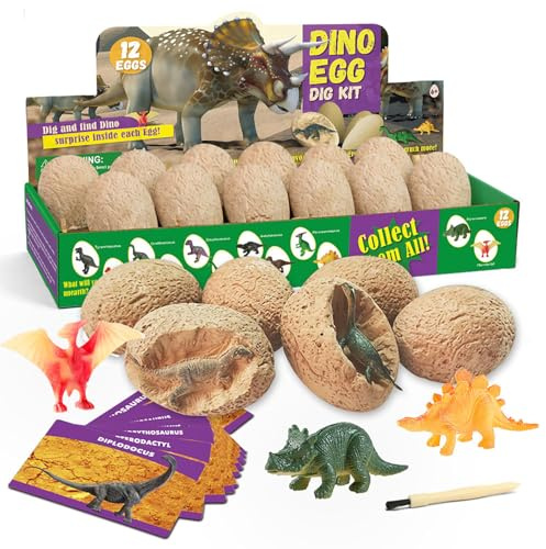 Dr. Daz Kit de Fouilles de Dinosaures - Kit d'Excavation d'Œufs de Dinosaure - Cadeau Scientifique et Jouets et Jeu pour Garçons Filles de 6-12 Ans
