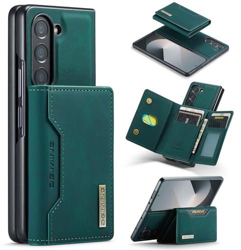 Étui portefeuille 2 en 1 pour Samsung Galaxy Z Fold 8 Ultra, étui en cuir mat avec porte-cartes et boucle de portefeuille détachable - Vert