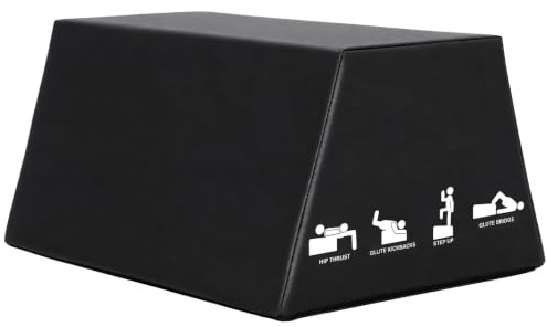 Trapezoidal Hip Thrust Box, Multi-Functional Home Gym Training Equipment for Squat, Leg Press & Core Strength, Black PVC Fitness Equipment