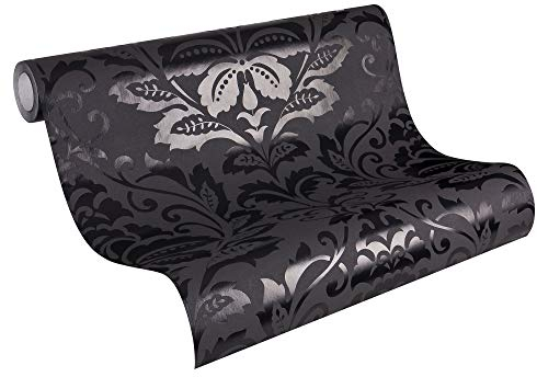 A.S. Création Vliestapete - Barock Tapete in Schwarz - Tapete für verschiedene Räume - Wandtapete in 10,05 m x 0,53 m