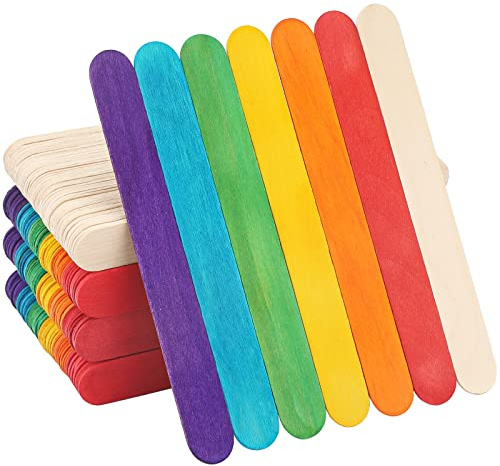 G2PLUS 200PCS Palos de Madera Palos de Helado Palitos de Madera Palitos De Madera Manualidades para Paletas Caseras, DIY Artesanías, Diseños Creativos (Multi Colored)