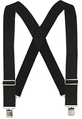 Welch, WK-7846X-GC-BLK, Work Suspenders for Men and Women - 2-inch wide Hopsack Elastic, Adjustable Strap, Silver Metal Clip-Ends, for Jeans, Pants, and Trousers, Size Medium, Black