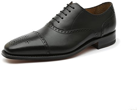 Gordon and Bros Lucquin 2830 classic welted men's Oxford lace up shoes with leather sole and decorated toecap Goodyear welted Black Size: 7 UK