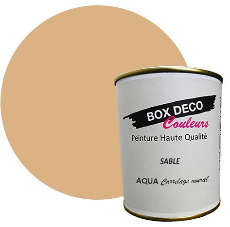 BOX DECO COULEURS Peinture carrelage et faïence murale à base de laque polyuréthane mono-composante aspect velours-satin Aqua carrelage - 750 ml / 7.5m², Beige Sable