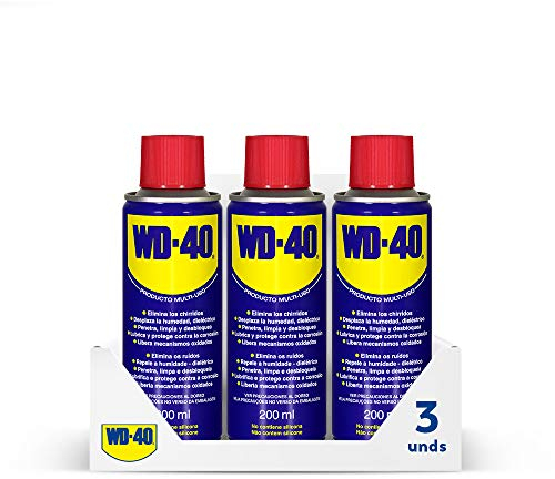 WD-40 - Pack 3 + Guantes de Regalo - Producto Multi-Uso - Spray 200ml - Aplicación amplia o precisa. Lubrica, Afloja, Protege del óxido, Dieléctrico, Limpia ...