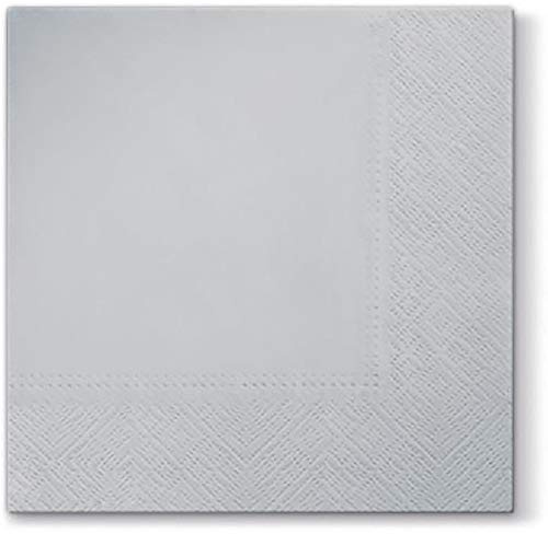 Silver Paper Napkins Quality Decorative Serviettes 3ply 33cm x 33cm (Pack of 20).