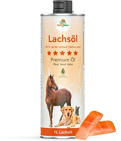 Mahu Natur 1 Liter Lachsöl Für Hunde & Katzen I Natürlich Nativ Mit Omega 3 & Omega 6 Fettsäuren I Fischöl Für Hunde Als Barf Zusatz Von Senior Bis Welpen