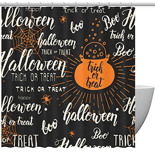 Tenda da doccia impermeabile in poliestere, motivo ragno di Halloween, tenda da doccia in tessuto spesso, elegante decorativa per il bagno dei bambini