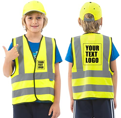 AYKRM Gilet Antinfortunistici Gilet Alta visibilità per bambini stampa personalizzata