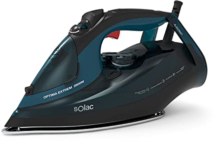 Solac PV2028 Optima Extrem Ceramic - Plancha de vapor, 2800W, golpe vapor 180g/min, vapor continuo 45g/min, suela cerámica, punta de precisión, sistema antigoteo, función spray, doble sistema antical