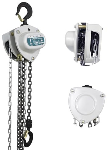 TOYO Kettenzug, 997,9 kg, 3 m, manueller Kettenzug, 1 Tonne, Kettenzug, 3 m, Handkettenzug, 2 robuste Haken, Industriequalität, Stahl für Lager, Automobil, Bau, Gebäude