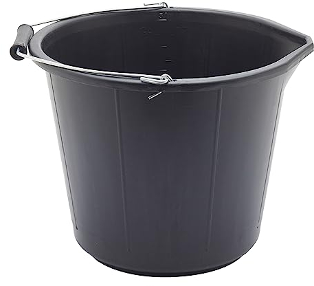 ProDec Cubo de plástico negro para trabajos pesados de 14 litros (3 galones), cubo para cemento y yeso, cubos para trabajos pesados, cubos negros