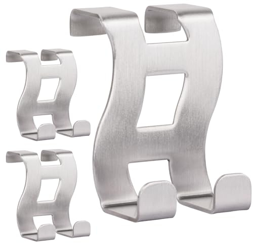 RICOO 3 x Türhaken zum Einhängen Edelstahl Haken Badezimmer MH001-3 Garderobenhaken Kleiderhaken Tür Garderobe Bademantel- & Handtuchhaken ohne Bohren Türgarderobe Türhänger Metallhaken Jackenhaken