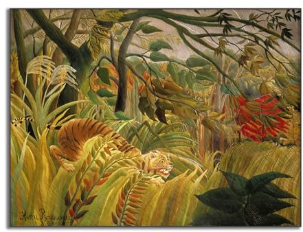 Yomcut Henri Rousseau Canvas - Tiger In A Tropical Storm Poster - Post-Impressionism Wall Art - Jungle Canvas Wall Poster - Bedroom Office Hallway Home Decor Unframed(12x16in/30x40cm)