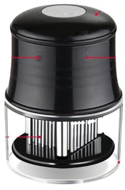 BURLOE Meat Tapper, Meat Cup Maker Meat Steaker Steaker 56 Stainless Steel Blades Ultra Sharp Beef with Cleaning Brush Long -Lived Kitchen Accessories,Black