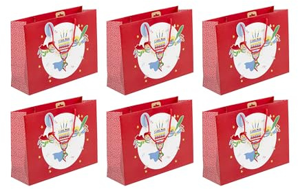 Clairefontaine 32406-6Cpack - Pack of 6 Gift Bags - Bag Excellia, Shopping Format (37.3 x 11.8 x 27.5 cm), 210 g, Suitable for Voluminous Gifts, Superheroes, 1 Pack